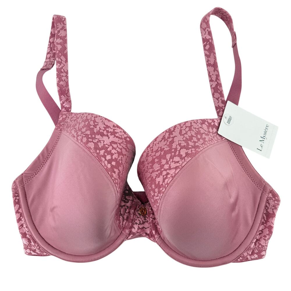 Le Mystere Safari Plunge T Shirt Bra Size 32DDD Rosette Pink Lined Underwire